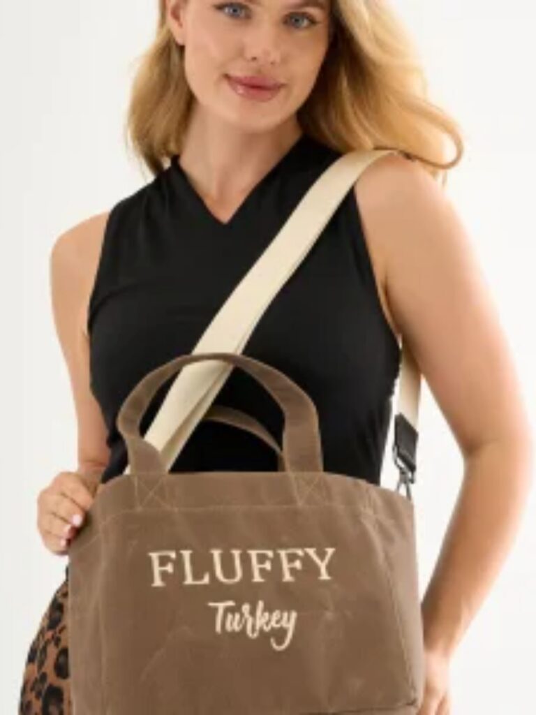 Fluffy Turkey Nakışlı Mumlu Kanvas Okul Omuz El Çantası