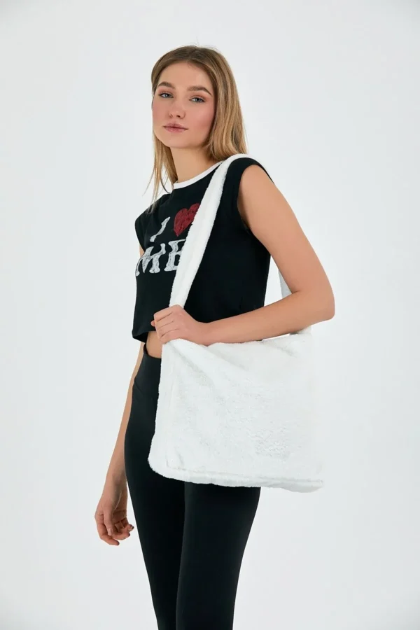 90's Tote Peluş Çanta / Okul Çantası Omuzda & Çapraz