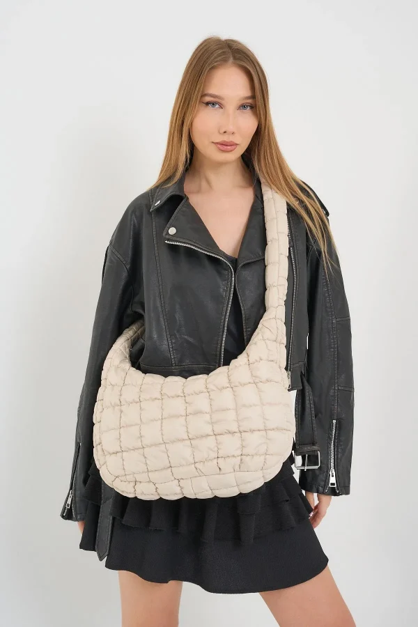 Cluody Bag Kapitone / Quilted Crossbody Çapraz Askılı baget Okul Çanta