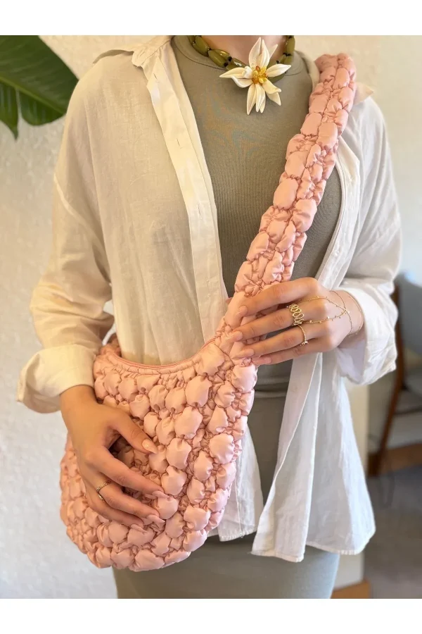 Cluody Bag Kapitone / Quilted Crossbody Çapraz Askılı baget Okul Çanta
