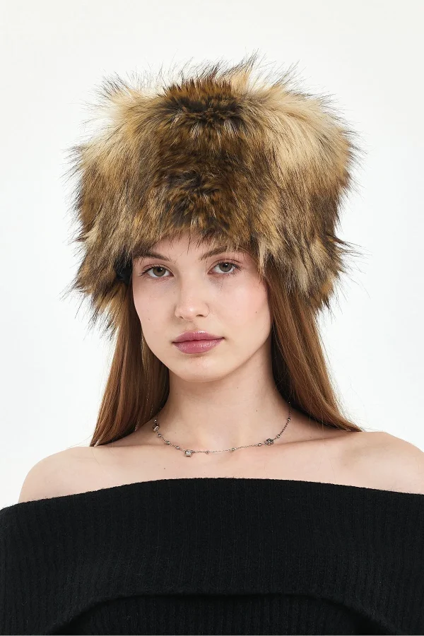 Fluffy Kalpak Şapka Kazak / Rus Tarzı Kadın Kışlık Kürk Şapka
