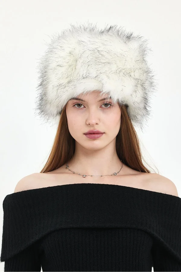 Fluffy Kalpak Şapka Kazak / Rus Tarzı Kadın Kışlık Kürk Şapka