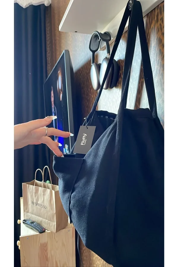 00s Shopper Bag Fermuarlı Astarlı Okul Omuz Çantası