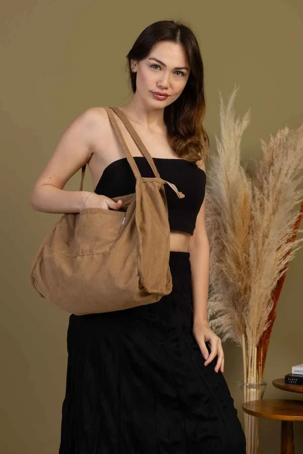 00s Shopper Bag Fermuarlı Astarlı Okul Omuz Çantası