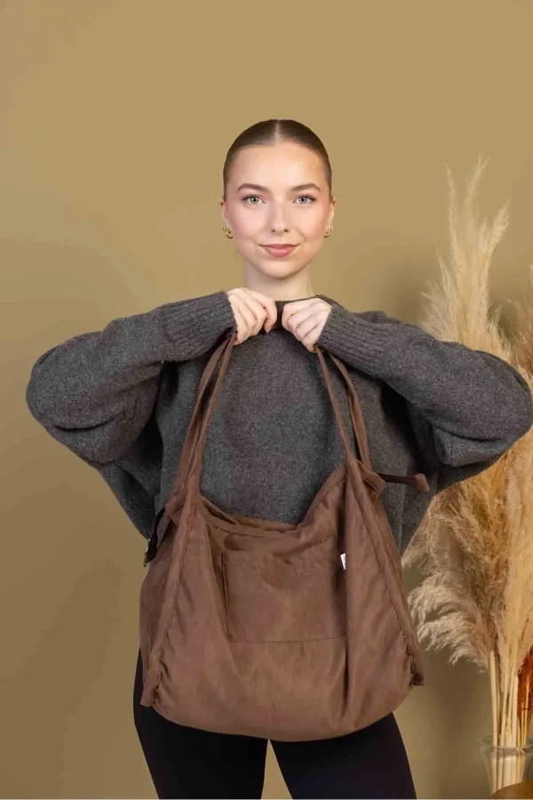 00s Shopper Bag Fermuarlı Astarlı Okul Omuz Çantası