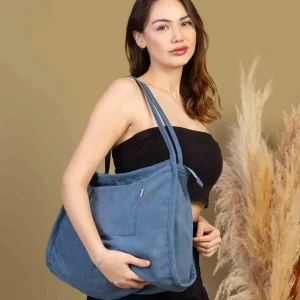 00s Shopper Bag Fermuarlı Astarlı Okul Omuz Çantası