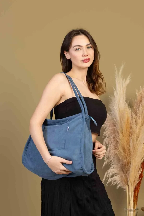 00s Shopper Bag Fermuarlı Astarlı Okul Omuz Çantası