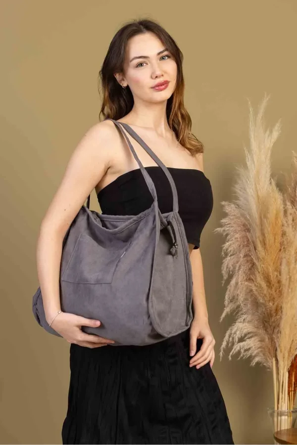 00s Shopper Bag Fermuarlı Astarlı Okul Omuz Çantası
