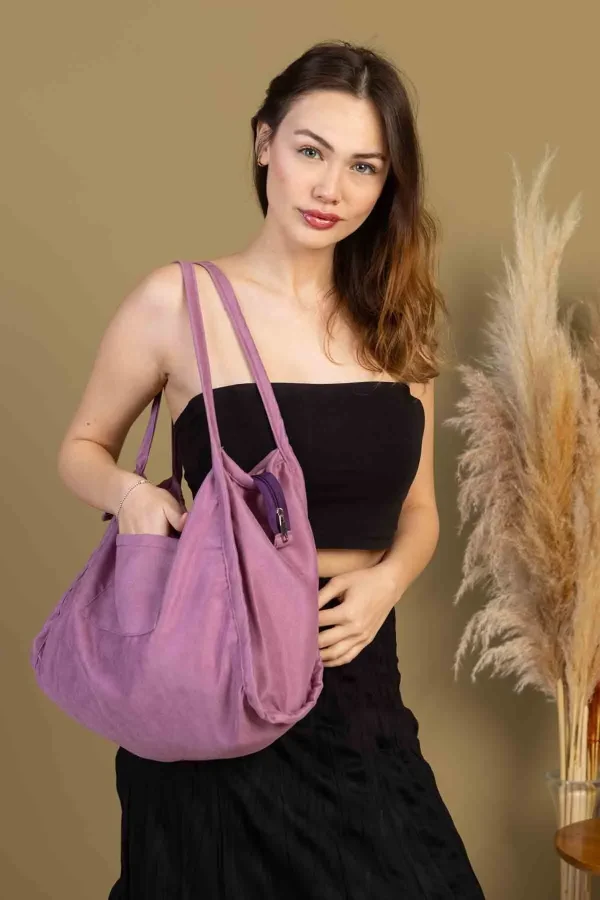 00s Shopper Bag Fermuarlı Astarlı Okul Omuz Çantası