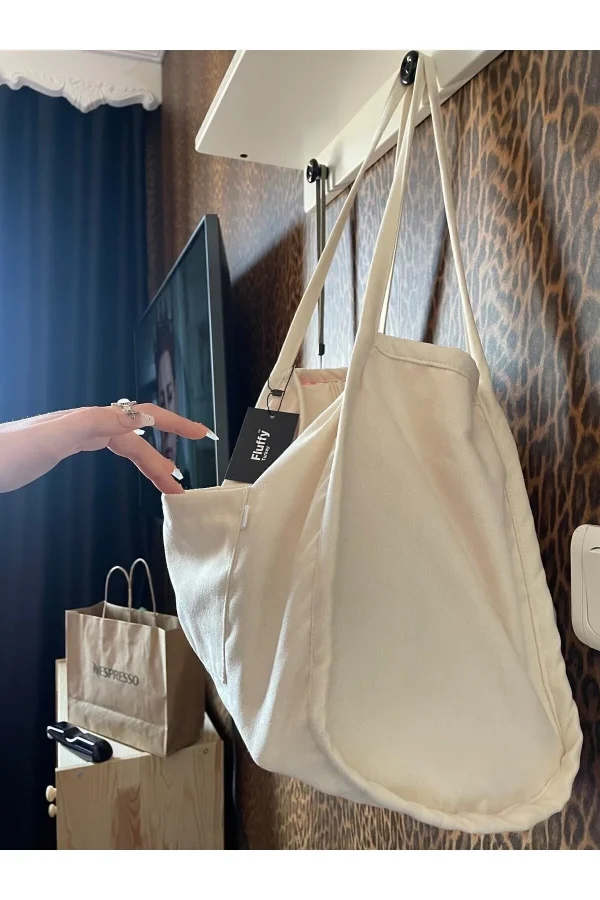 00s Shopper Bag Fermuarlı Astarlı Okul Omuz Çantası