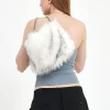 Zincir Detaylı Angel Baget Çanta / Zincirli Peluş Kadın Çantası