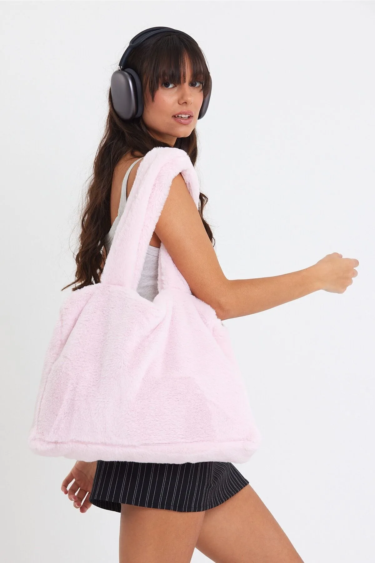 Laptop Tote / Kadın Peluş Toscana Bilgisayar Çantası 42x34 Sap 65 Cm