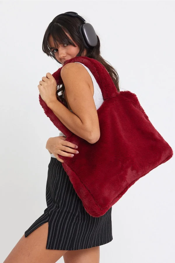 Laptop Tote / Kadın Peluş Toscana Bilgisayar Çantası 42x34 Sap 65 Cm