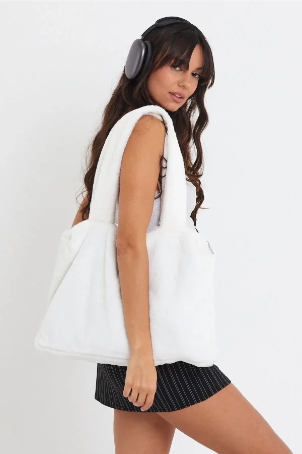 Laptop Tote / Kadın Peluş Toscana Bilgisayar Çantası 42x34 Sap 65 Cm