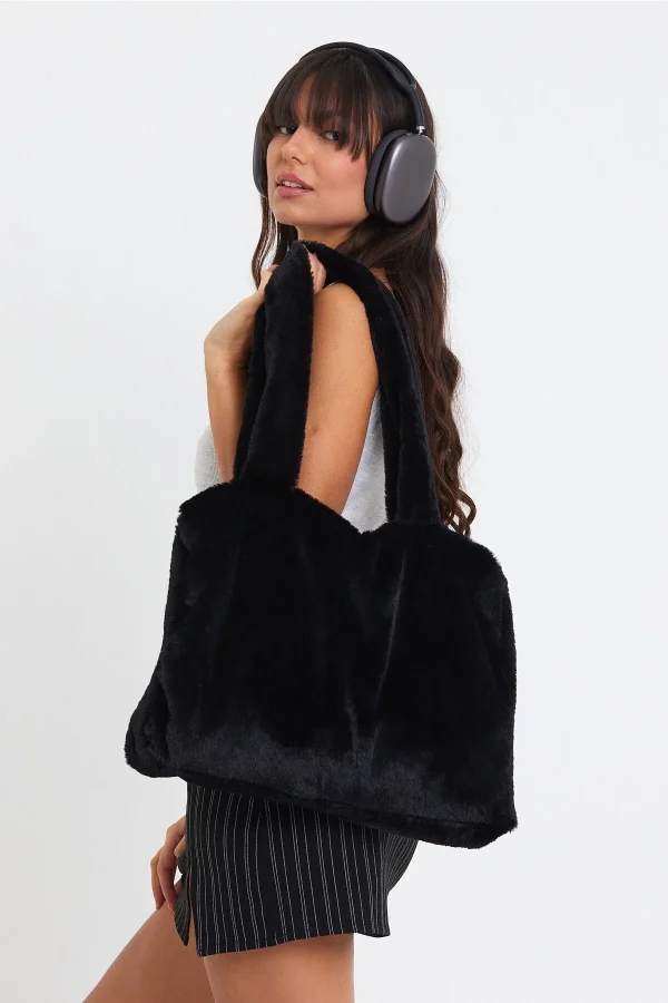 Laptop Tote / Kadın Peluş Toscana Bilgisayar Çantası 42x34 Sap 65 Cm