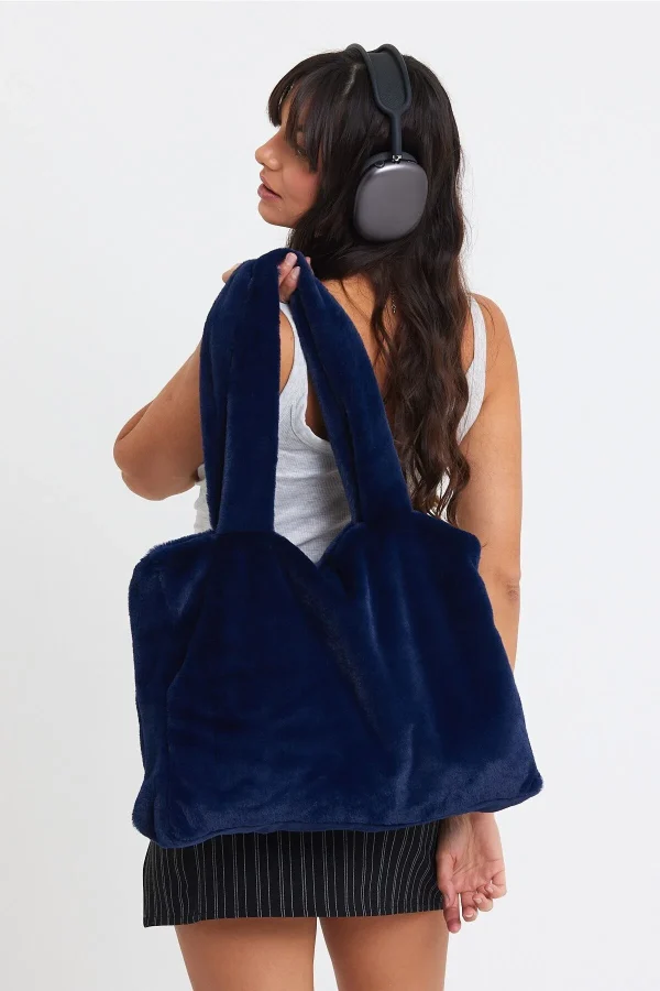 Laptop Tote / Kadın Peluş Toscana Bilgisayar Çantası 42x34 Sap 65 Cm