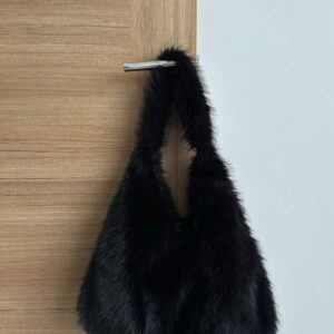 Fluffy Mellow Black Tote Kadın Peluş Omuz Çantası (28*44)